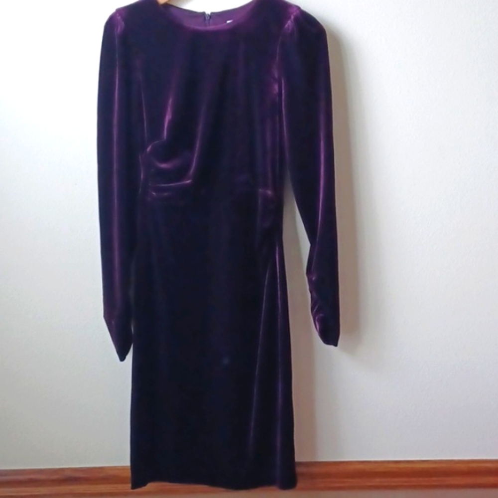 Calvin Klein Dress Velvet Size 6 Puff Shoulders Vintage Inspired Holiday